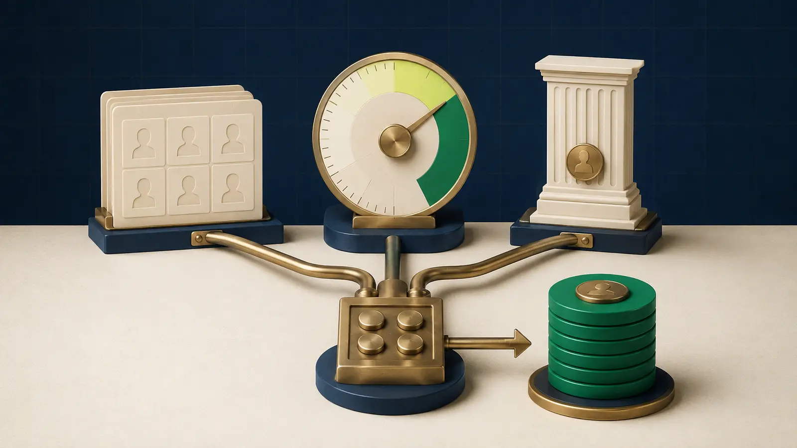 Service credit, age factor and compensation inputs converging into a pension benefit