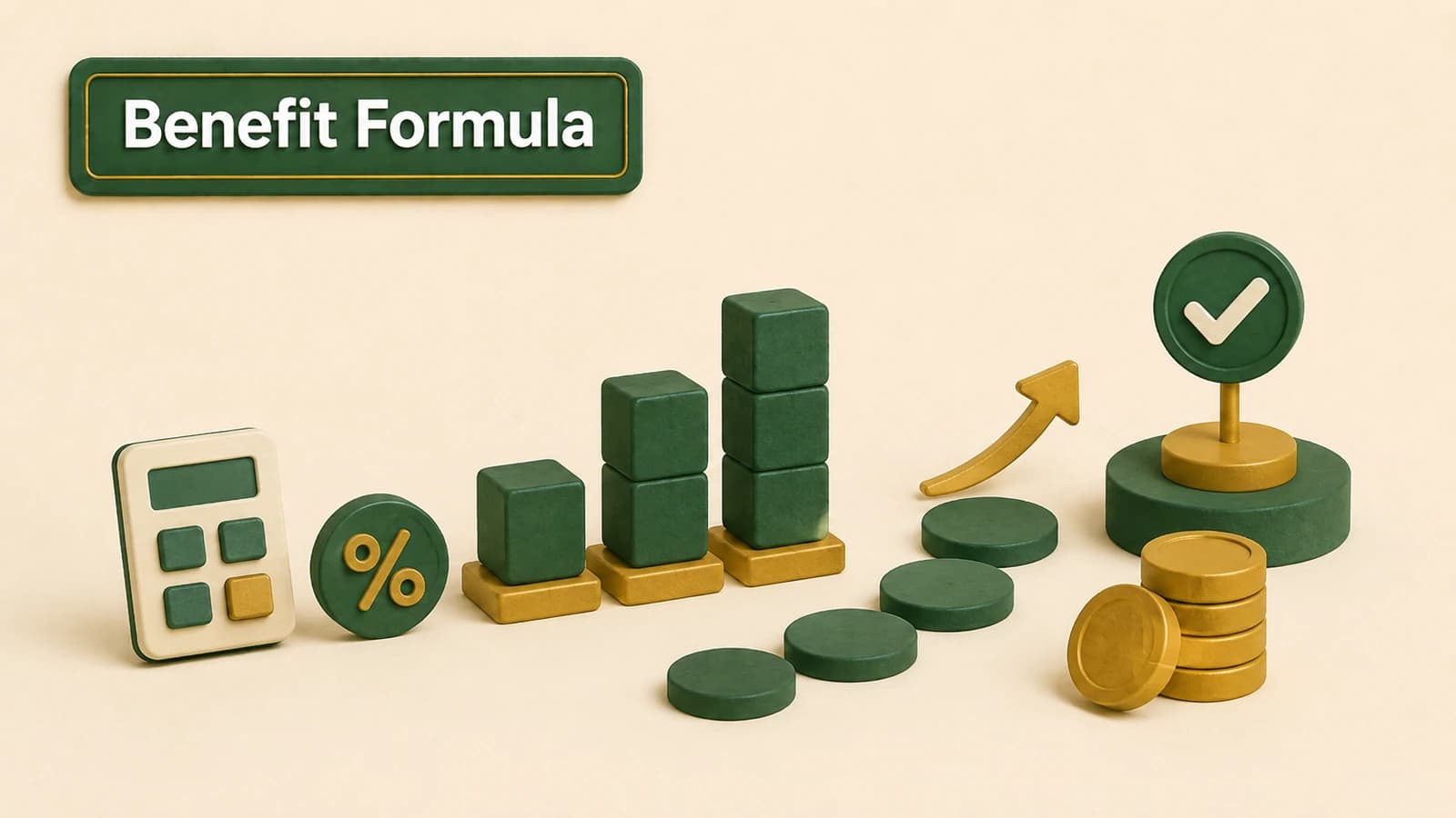 A Florida pension formula built from service blocks, salary records, a percentage marker, and a monthly benefit result.