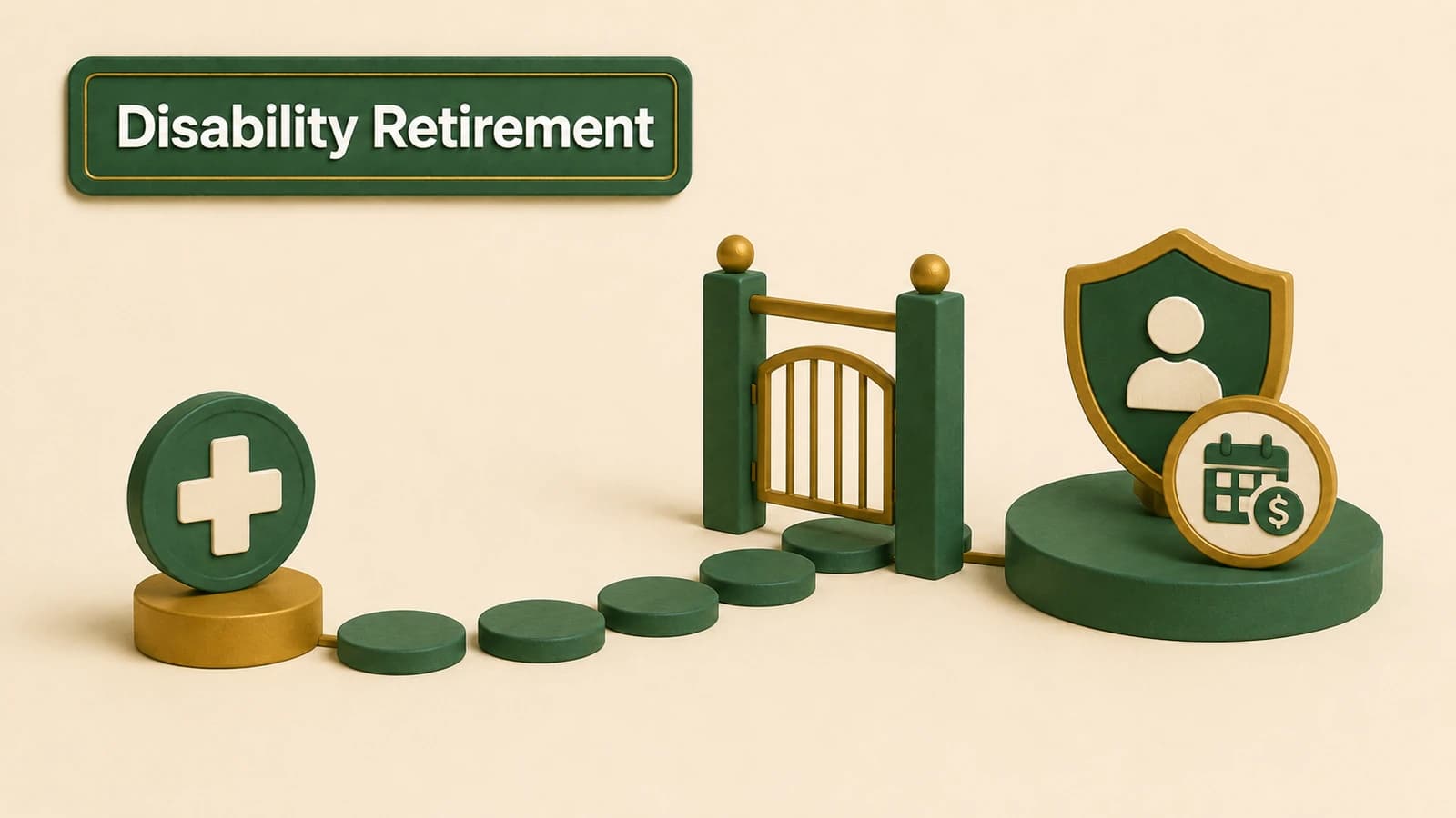 A medical eligibility gate leading from active FRS service to disability retirement protection.