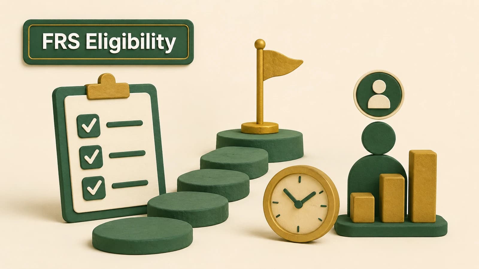 A Florida retirement pathway with age and service milestones leading to a full-benefit gate.