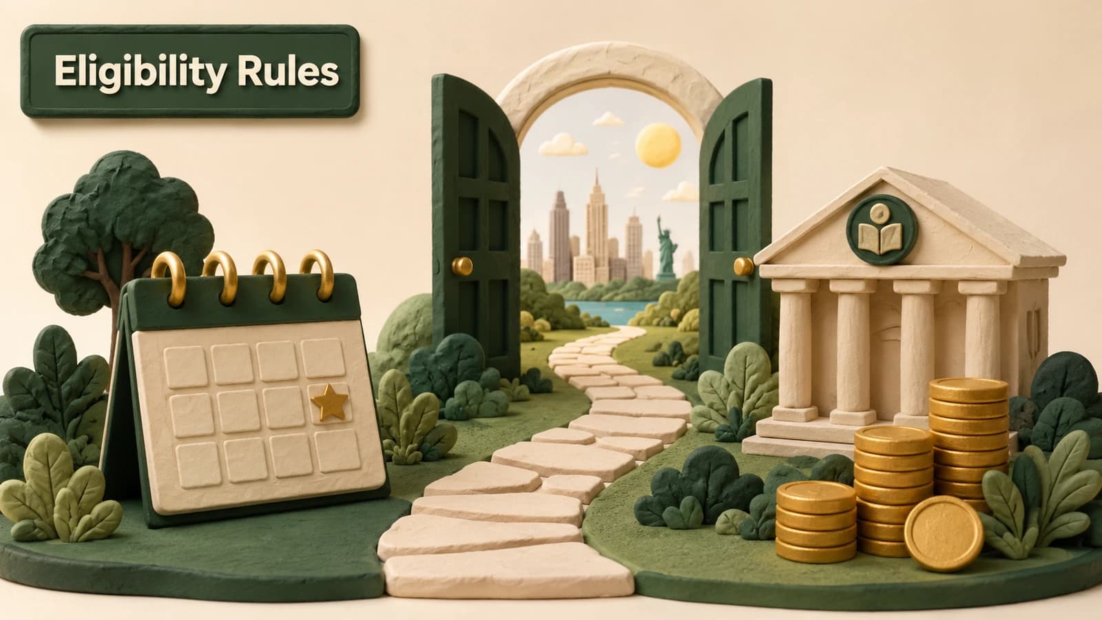 A green retirement pathway with milestone markers for service credit, age 58, and age 63.