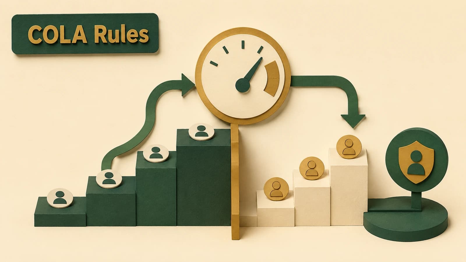 A PSERS retiree timeline passes a July 2001 eligibility gate and reaches a permanent COLA increase.