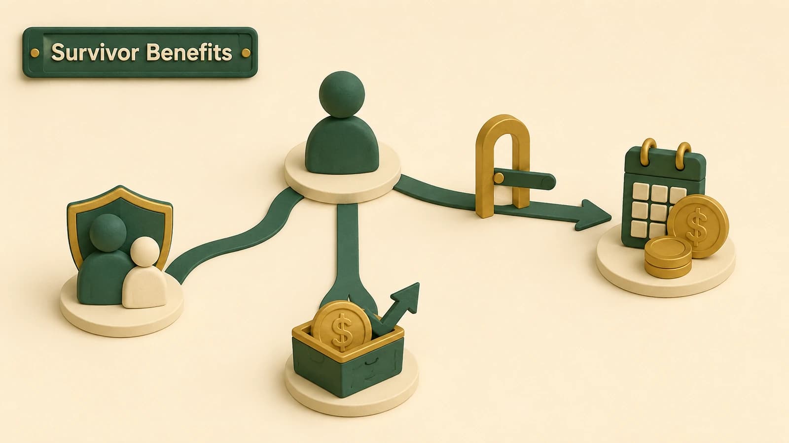 A PSERS member benefit branches into protected beneficiary, survivor-income and hybrid DC account paths.