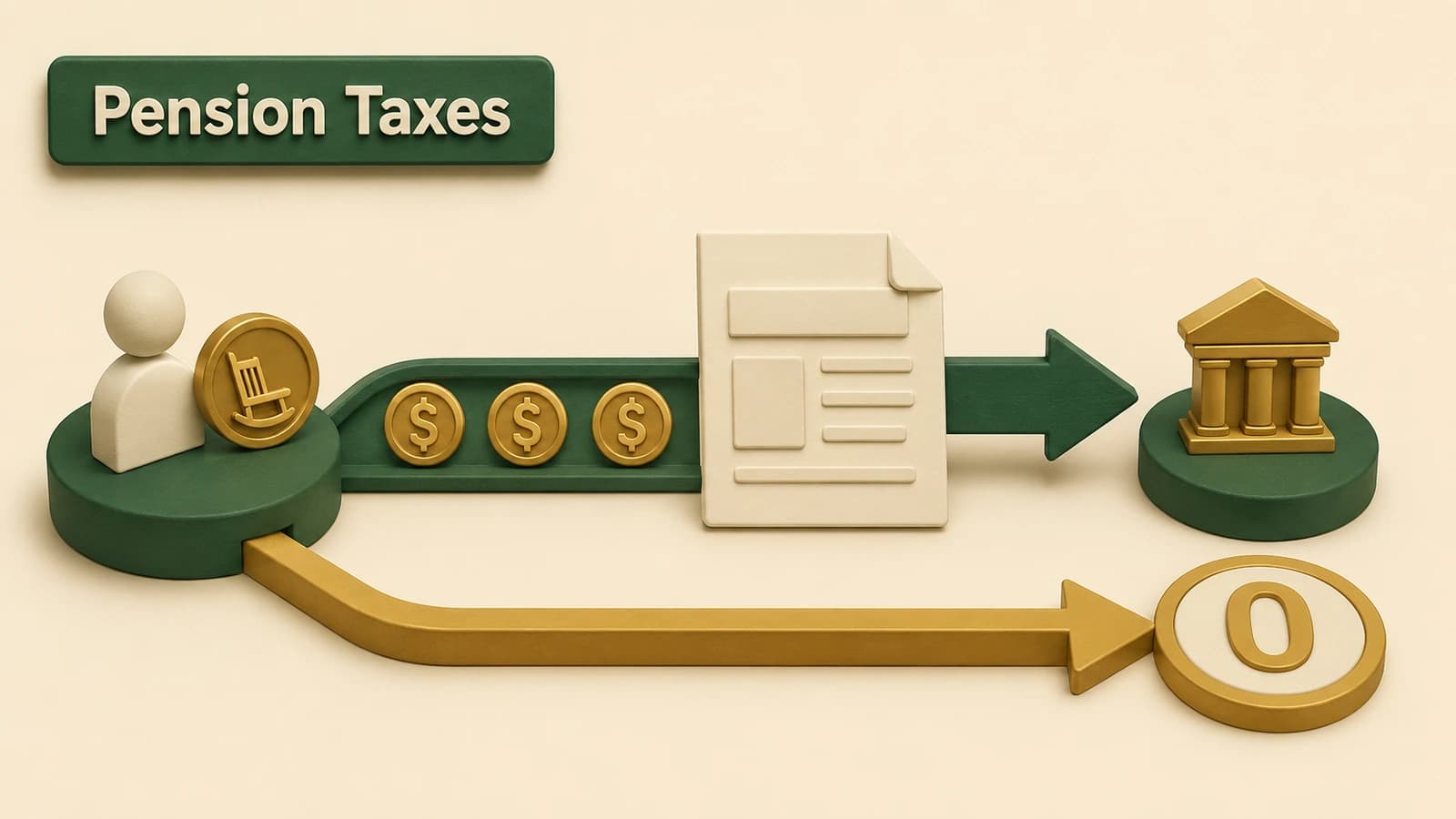 A PSERS monthly pension passes through a federal tax checkpoint while bypassing Pennsylvania state and local tax lanes.