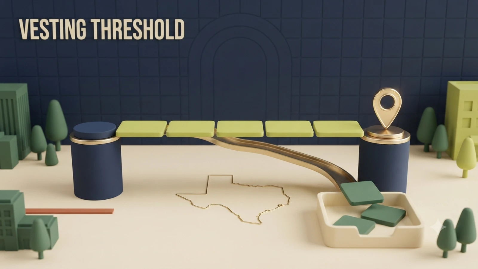 Five service-credit tiles forming a bridge while a separate refund tray removes the completed path