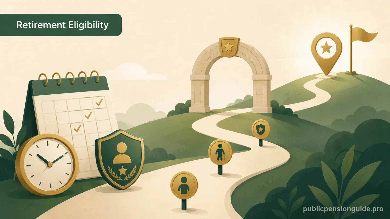 A milestone path with age and service markers illustrating NYSTRS retirement eligibility.