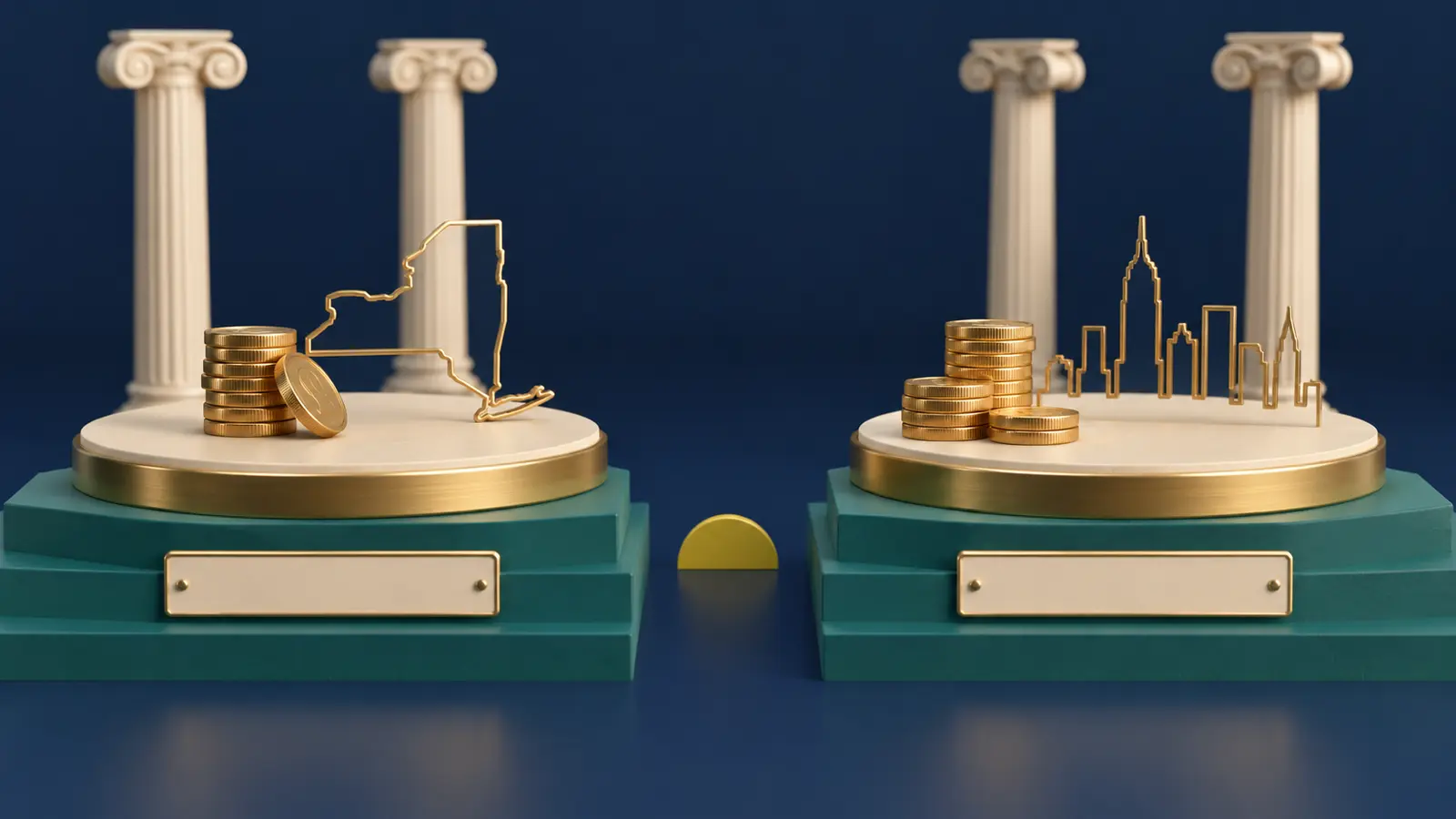 Side-by-side illustration comparing NYSTRS and NYC TRS as two separate pension systems