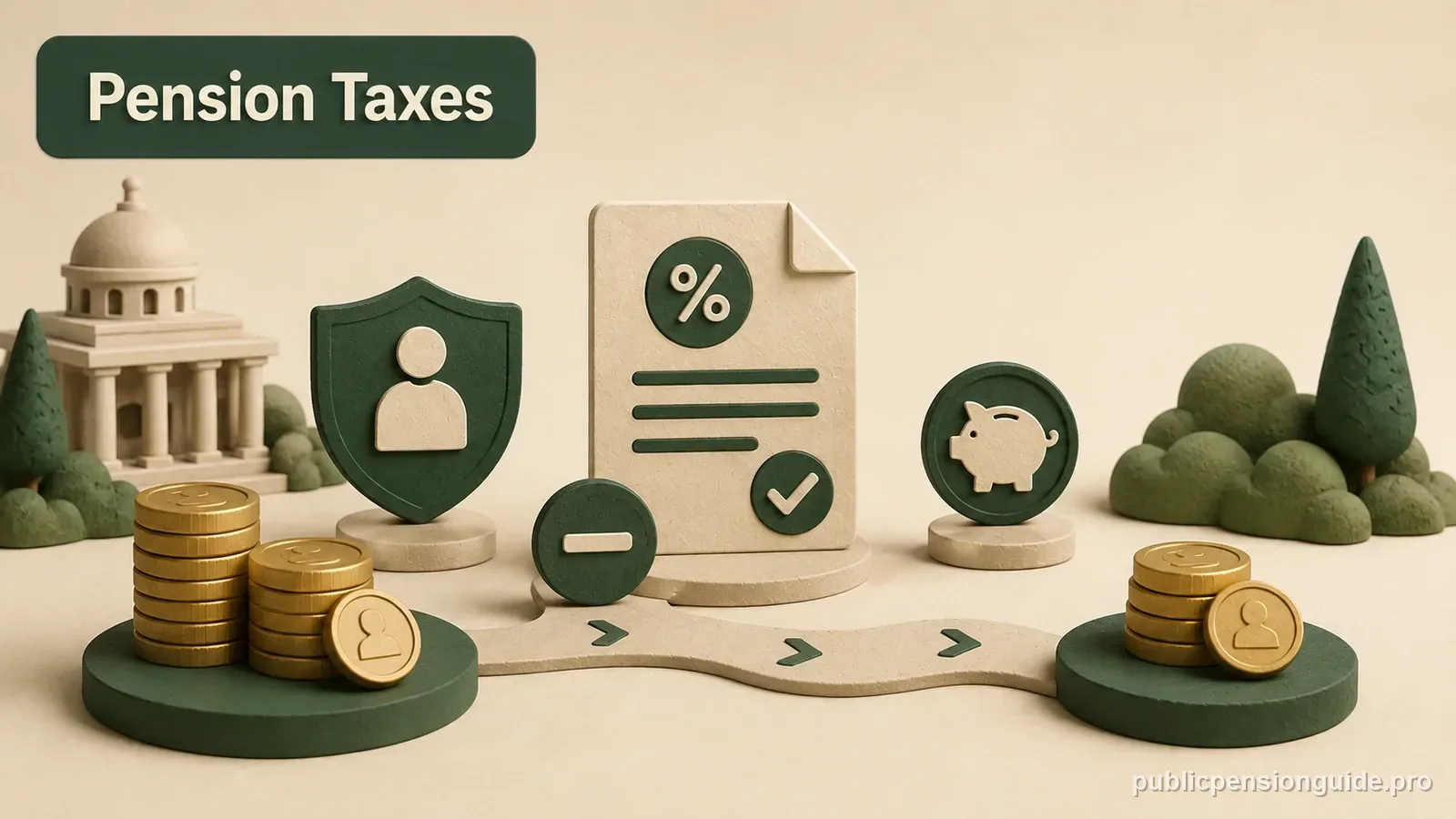 A pension statement moving through federal tax paperwork while New York State and City tax markers remain exempt.