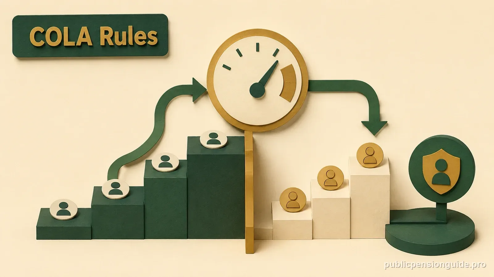 A PSERS retiree timeline passes a July 2001 eligibility gate and reaches a permanent COLA increase.
