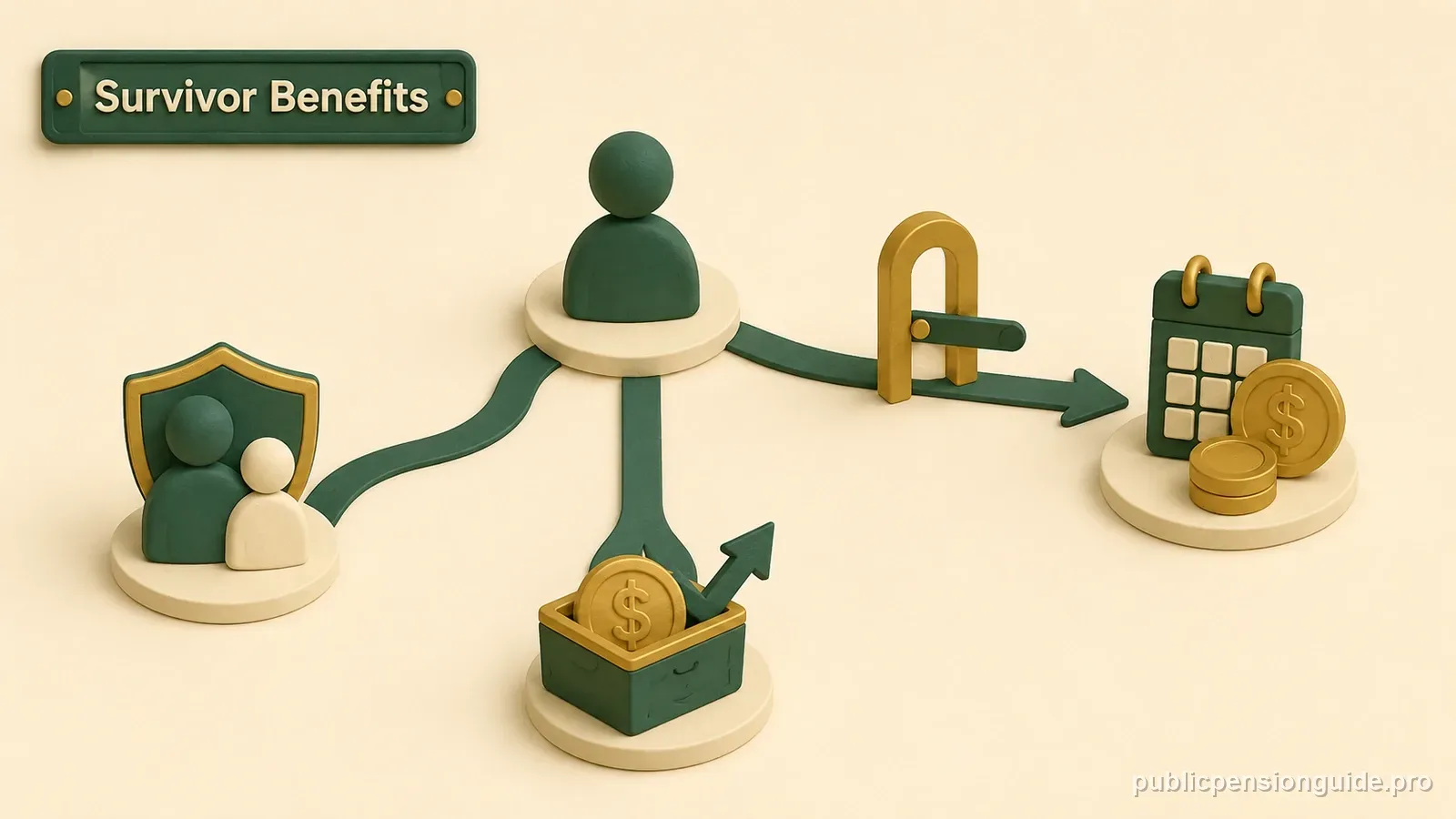 A PSERS member benefit branches into protected beneficiary, survivor-income and hybrid DC account paths.