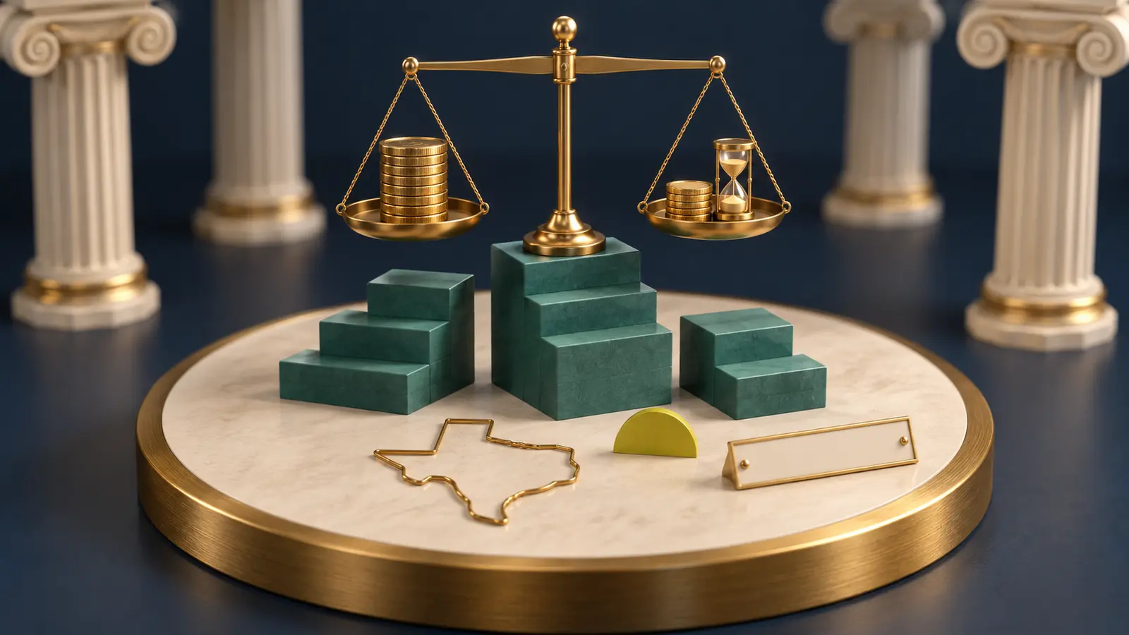 Illustration of a balance scale representing the TRS Texas Rule of 80 age-plus-service formula